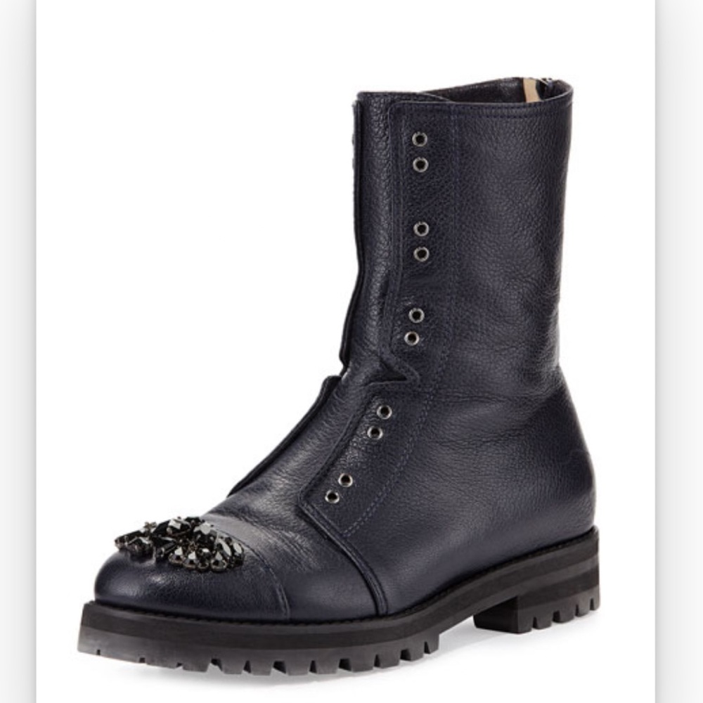 Jimmy Choo
Hatcher Jeweled Combat Boot, Navy 35